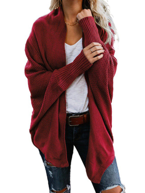 Batwing Sleeves Loose Color Cardigan Tops