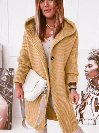 ’s Loose Hooded Sweater Cardigan Sweater