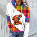 Comstylish Women's Retro Winter Highland Cattle Print Casual Hooded