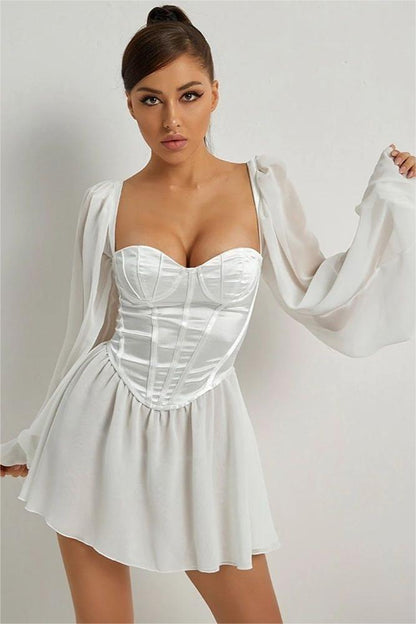 Sweetheart Neck Long Sleeve Mini Dress