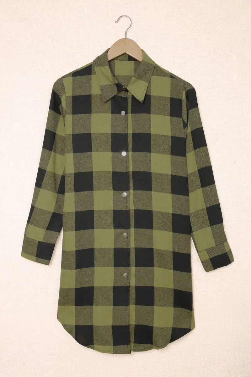 Fresh Green Plaid Shirt Coat