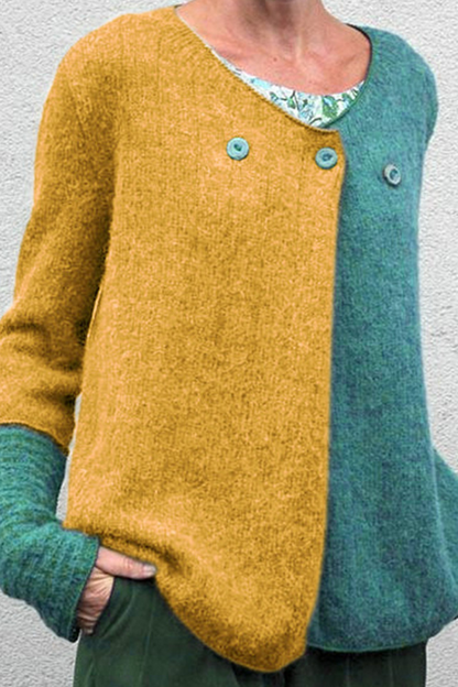 Color Lump Buttons V Neck Cardigans(4 Colors)