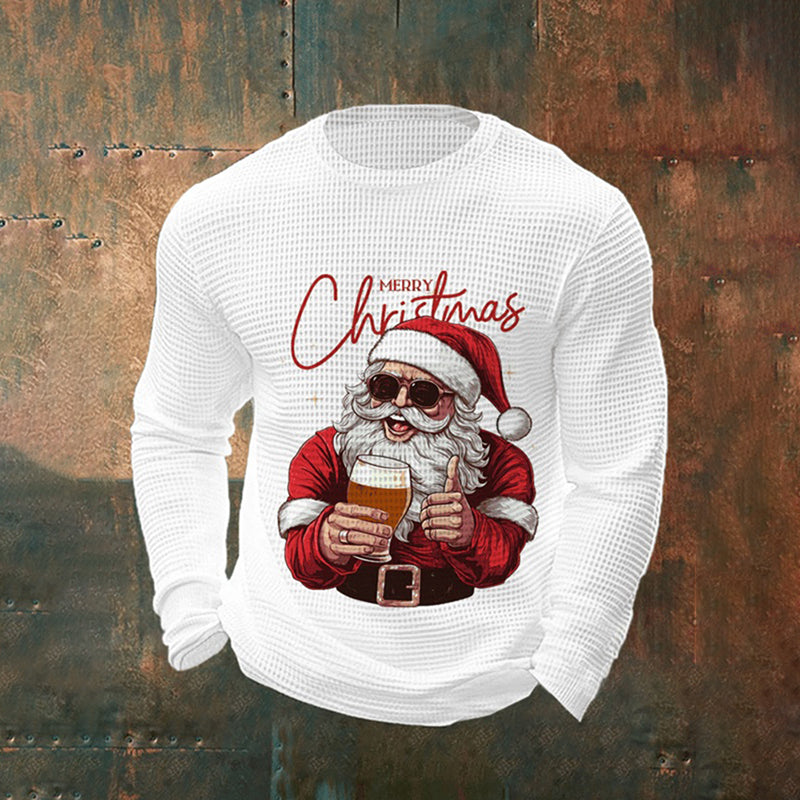 Comstylish Men's Merry Christmas Santa Claus Print Casual Sweatshirt