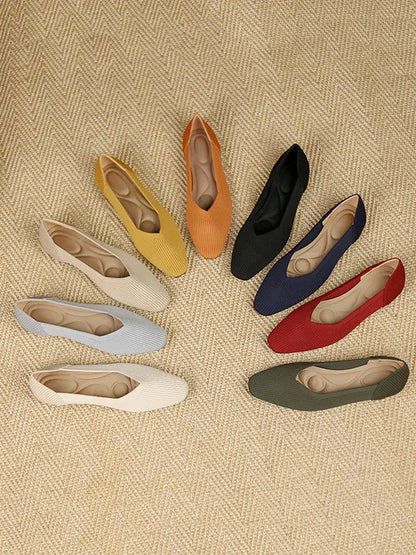 Color Square-toe Flats Shoes