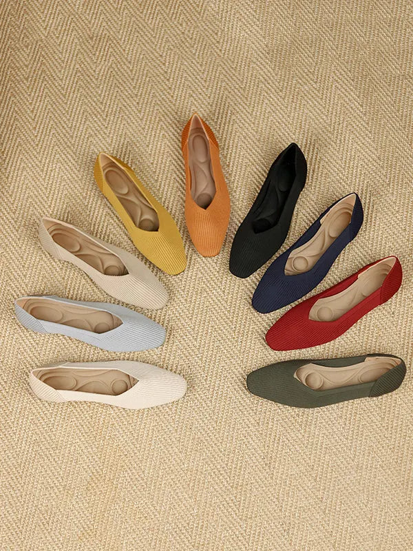 Color Square-toe Flats Shoes