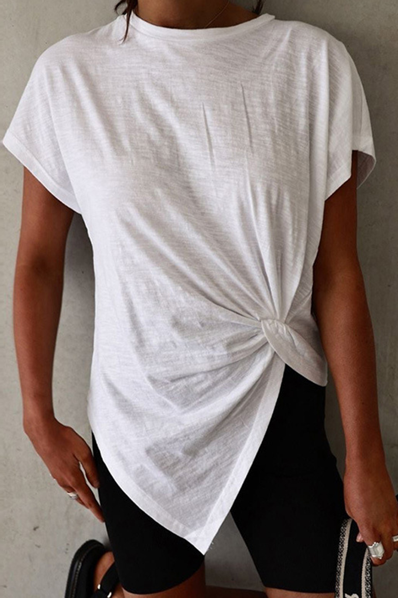 Patchwork O Neck T-shirts(3 Colors)