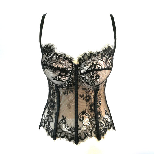 Black Lace Cutout Camisole Slim Vest With Chest Pad – ’s Tube Top