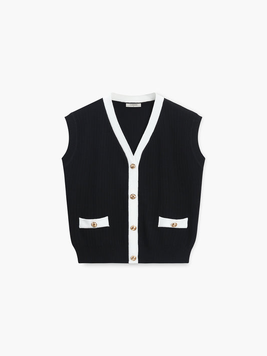 V-neck Button Knitted Vest