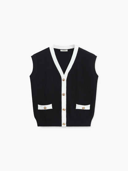 V-neck Button Knitted Vest