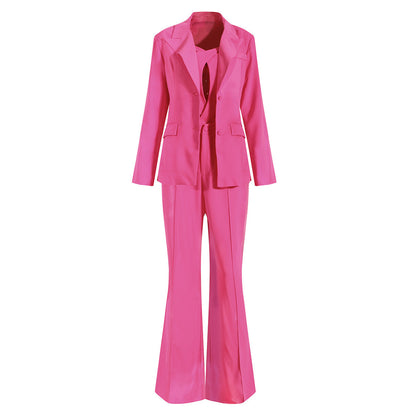 Niche Design Socialite Set: Spring Autumn Sneaky Suit Bell Bottom Pants 3-piece Set