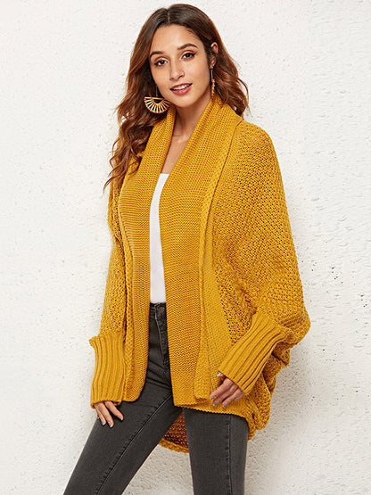 Batwing Sleeves Loose Color Cardigan Tops
