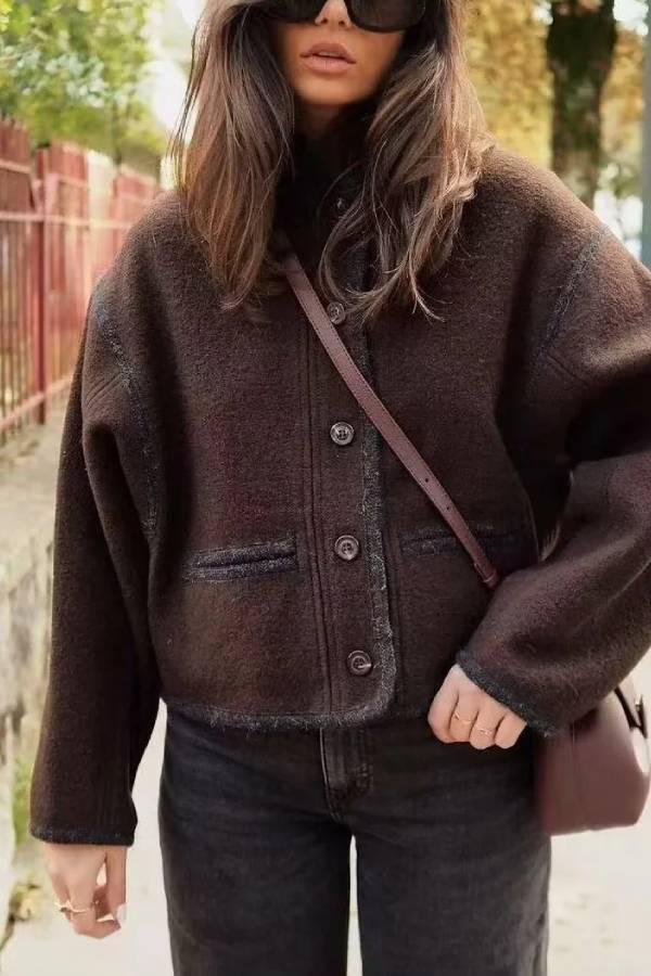 Wear Button Woolen Coat