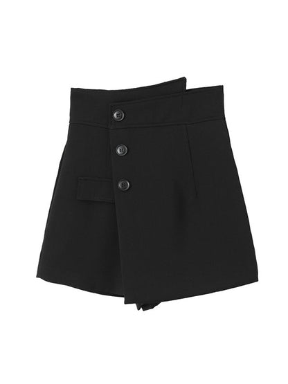 High Waisted Irregular Clipping Color Culotte Shorts Bottoms