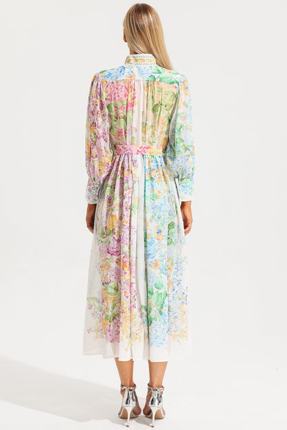 Long Sleeves Midi Dress With Belt