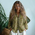 Vintage Tribal Floral Art Button Casual Shirt artswardrobe