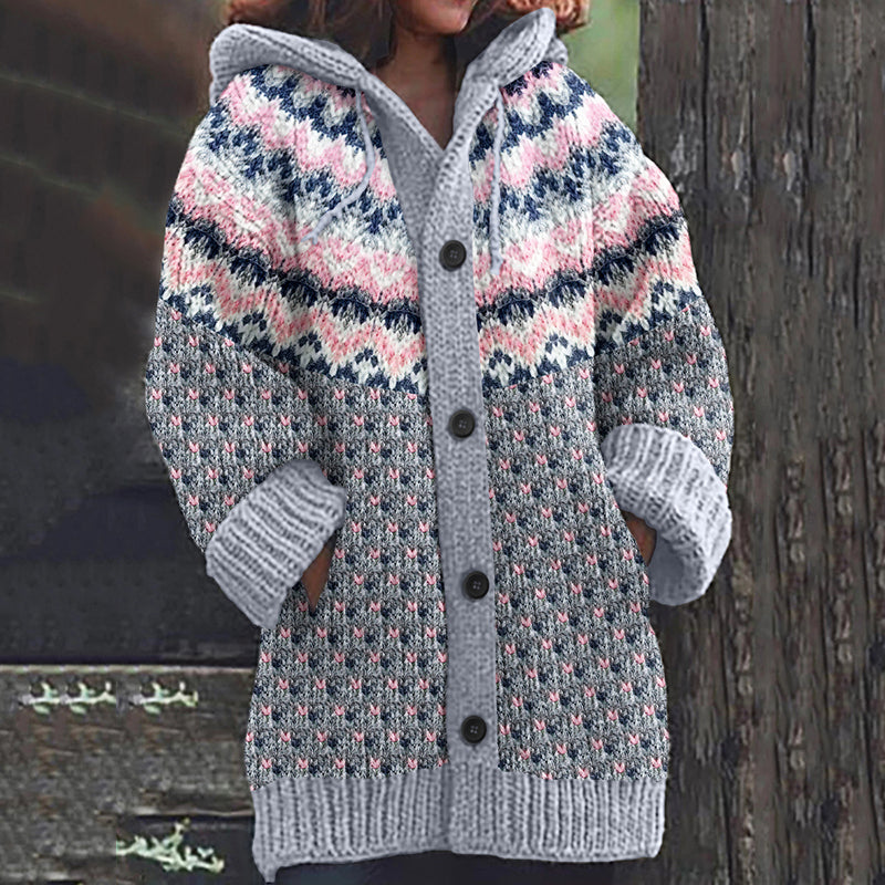 Vintage Tribal Icelandic Knitted Pattern Cozy Cardigan Sweater elevenforest