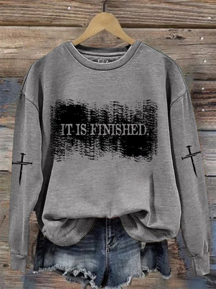Comstylish Women's It Is Finished Christian Print Casuasl Sweatshirt