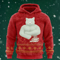 Comstylish Men's Plush Hoodie With A Grumpy Cat Pattern