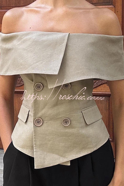 Full Sense of Design Off Shoulder Lapel Double Breasted Suit Vest