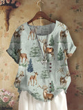 Women's Retro Forest Animal Print Shirt artswardrobe