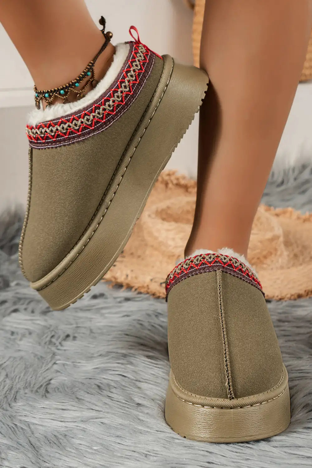 Sage Green Suede Snow Boots