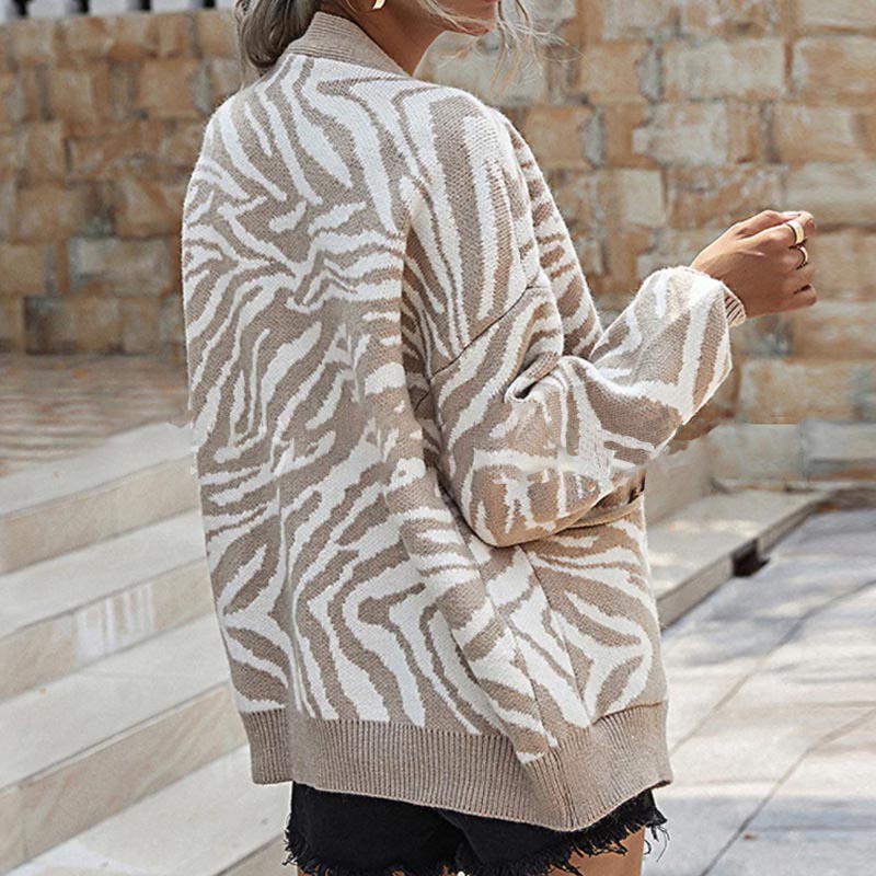 Autumn Winter Clothing Single Breasted Sweater Retro Lazy Knitted Mid Length Cardigan