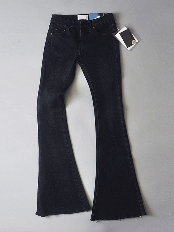 Jeans for Bell Bottoms Zipper Fly Button Fly Blue Denim Pants