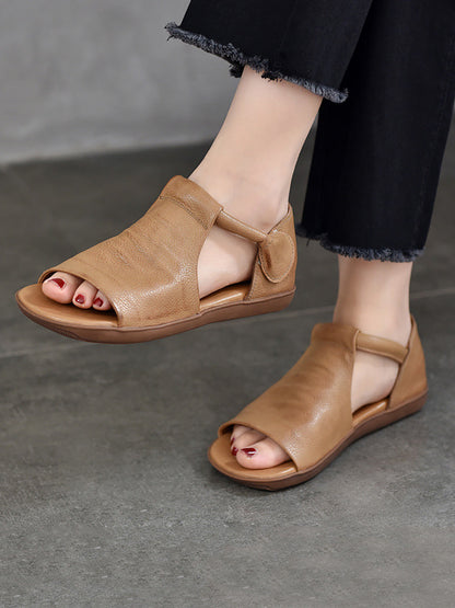 Summer Soft Leather Flat Sandals Cc003