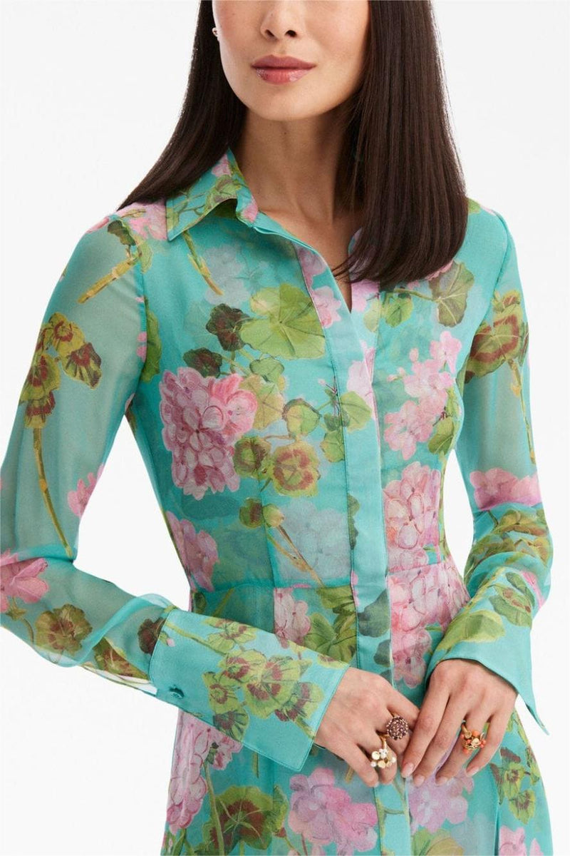 Lantern Sleeve Lapel Buckle Maxi Dress