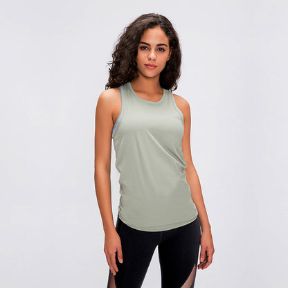 Spring Summer Nude Feel Skin Friendly Lace-up Vest Bow Beauty Back Loose Breathable Running Sports Blouse