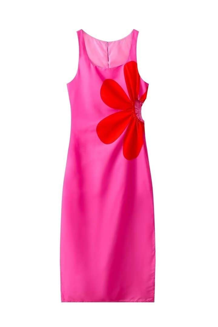 Ophelia Printed Cut-out Midi Dress