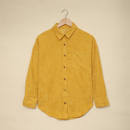 Color ’s Autumn Winter Corduroy Cardigan Shirt With Breasted Collar and Pocket