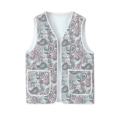 Patchwork Print Quilted Pocket Waistcoat