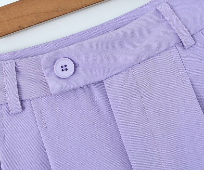 Winter Clothing Short Small Tank Top Top High Waist Buckle Pants Suit Set