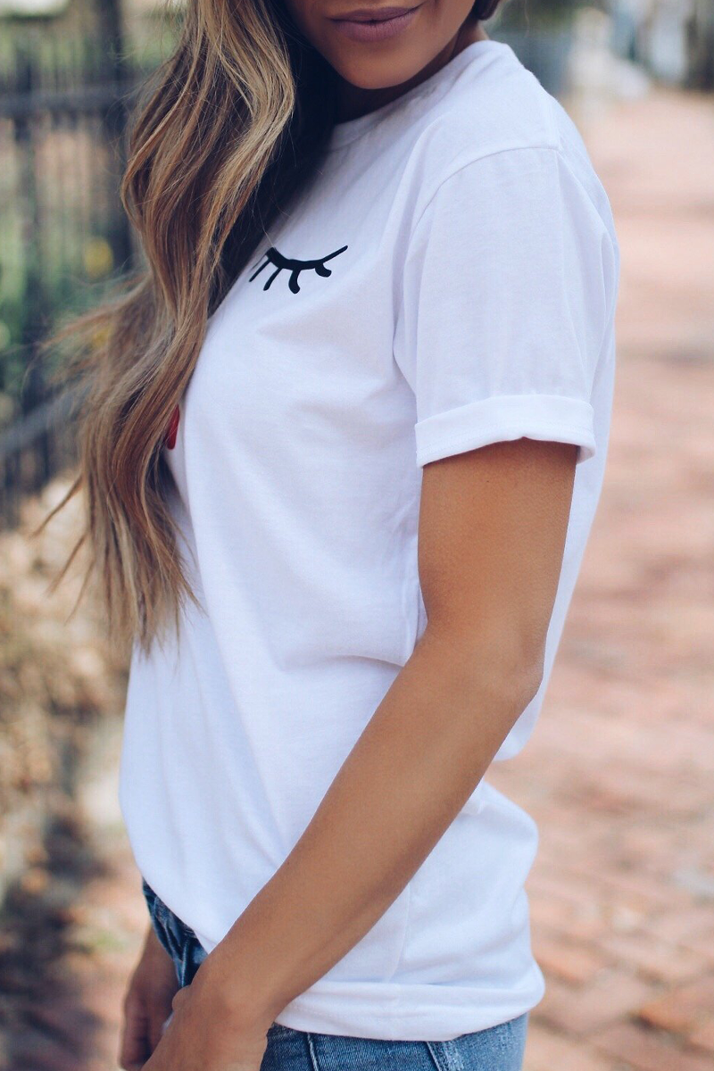 Print Patchwork O Neck T-shirts