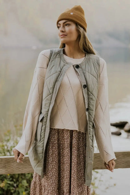 Grass Green Quilted Vest Jacket