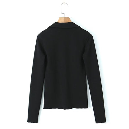 Spring Long Sleeve Collared Single Breasted Knitted Cardigan Slit Sheath Skirt Set