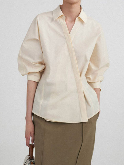 Loose Buttoned Color Long Sleeves Lapel Blouses&shirts Tops + Skirts Bottom + Notched Collar Blazer Outerwear Three Pieces Set