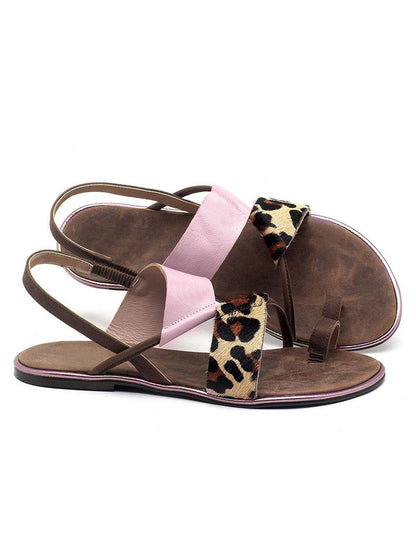 Retro Leopard Block Color Flip Flop Sandals Uu45