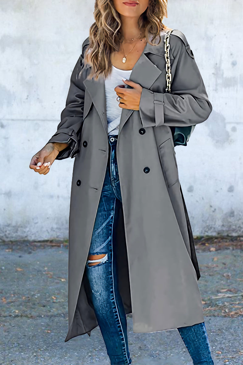 Work Patchwork Turndown Collar Outerwear