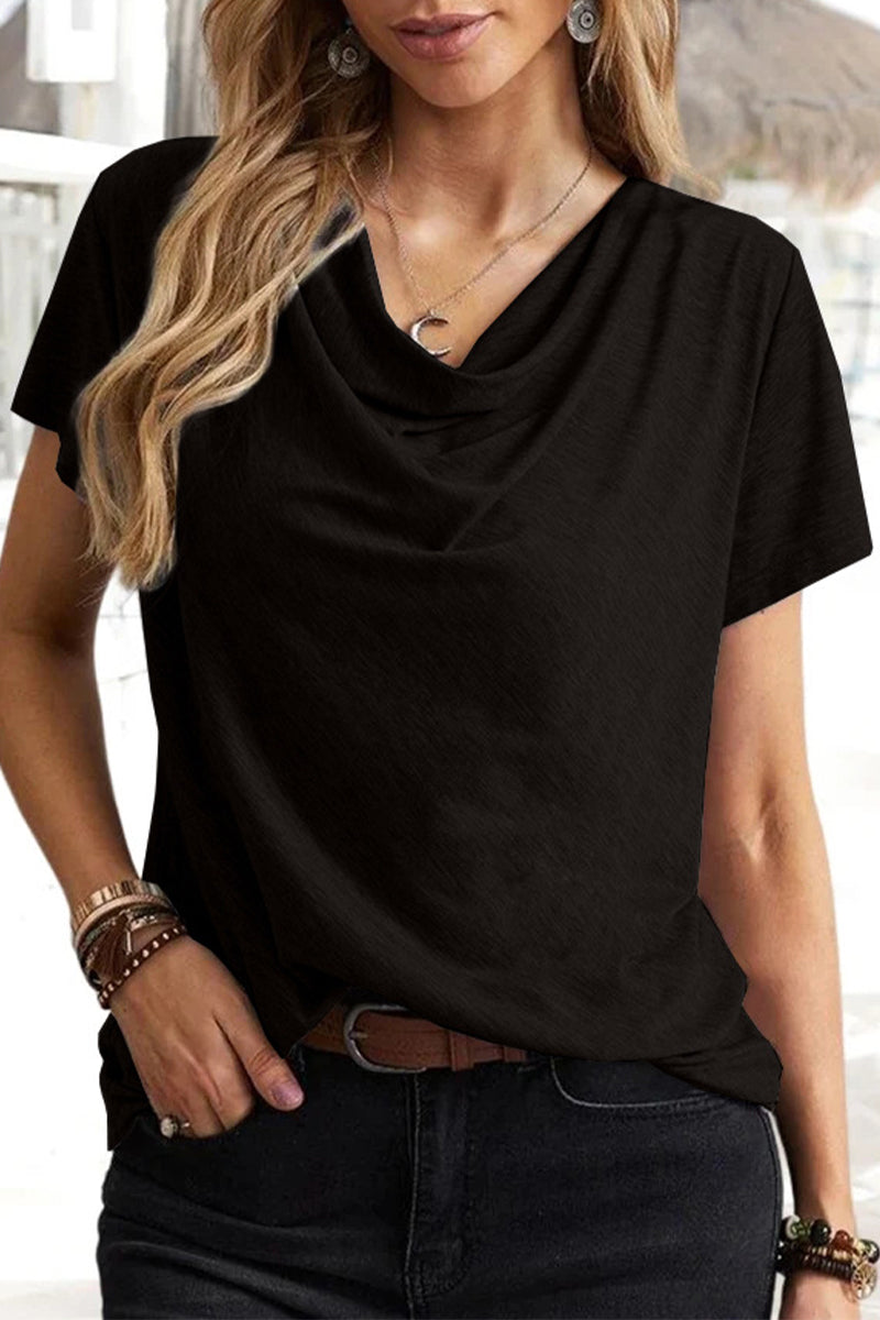 Daily Asymmetrical U Neck T-shirts(5 Colors)