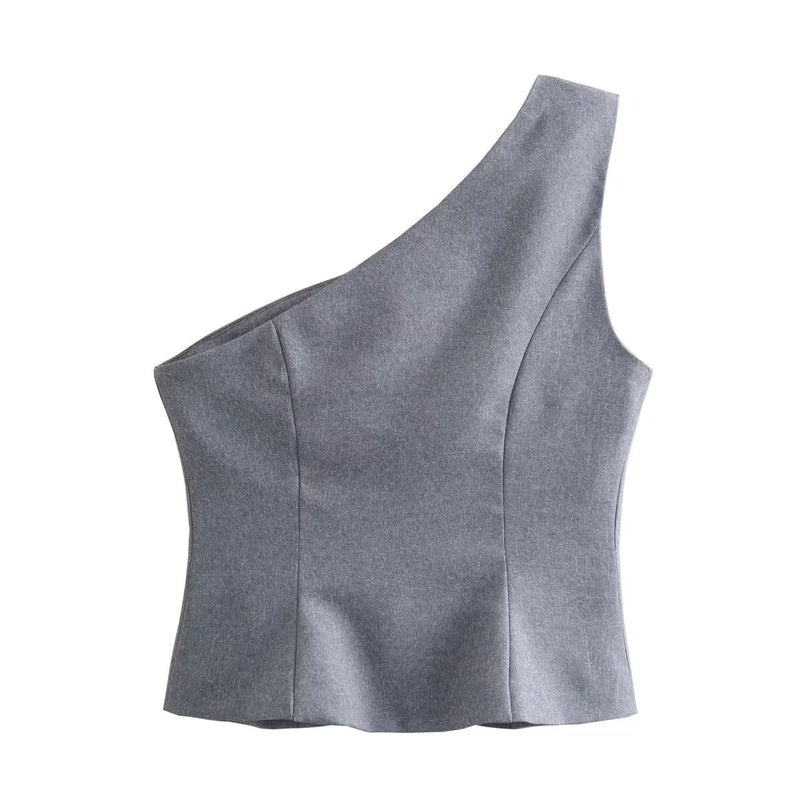 Asymmetric Vest Pleated Design Skinny Pant Set – Stylish and Outfit for