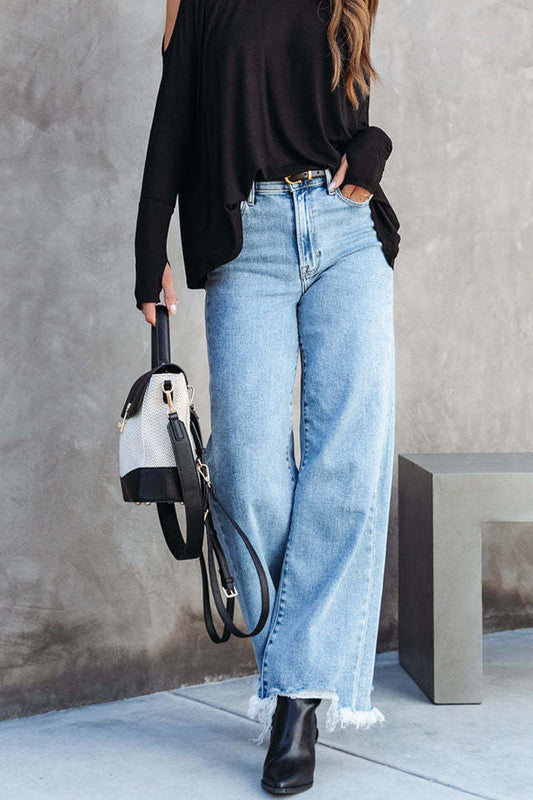 Street Tassel High Waist Denim Jeans