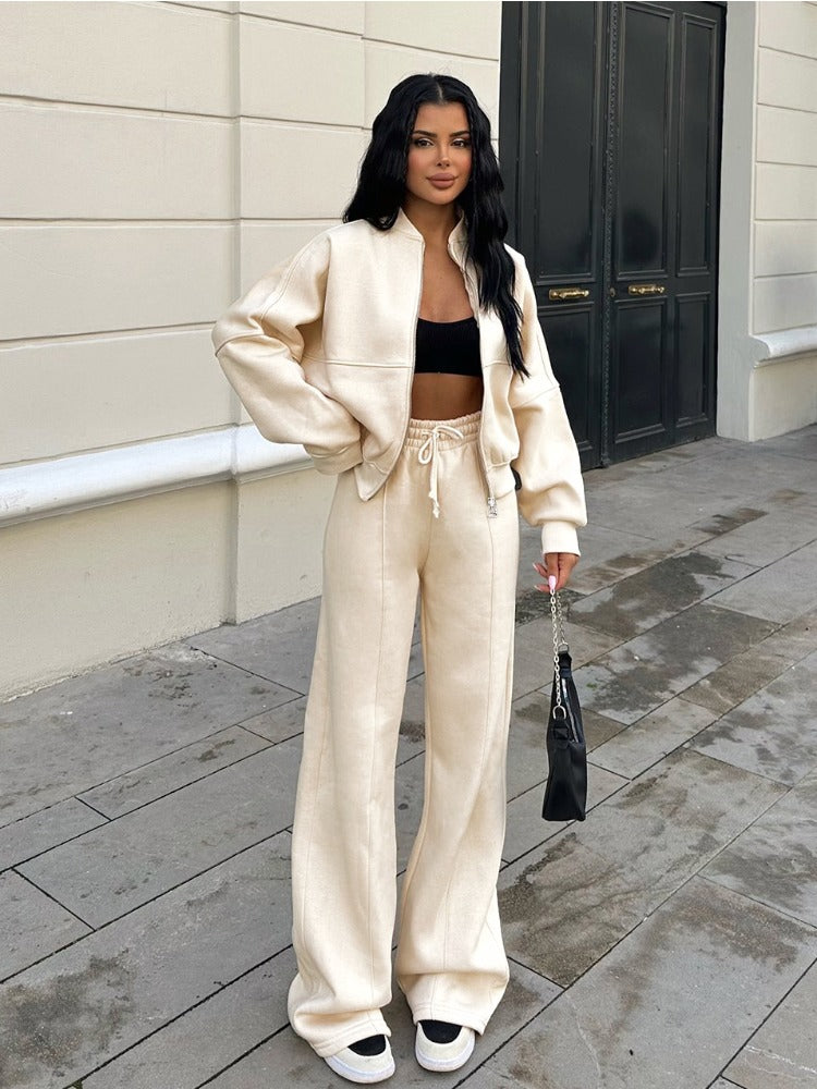 Tossy Autumn 2 Piece-set Tracksuit Trousers Outfits Female Slim High Waist Drawstring Clothes Loose ’s Pants Sets