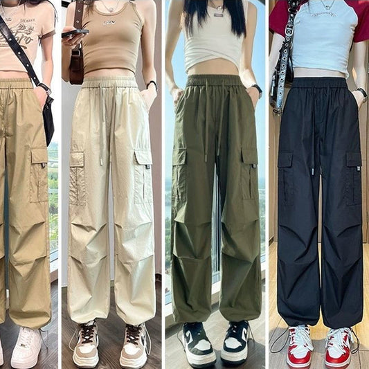 Joggers Cargo Pants for High Waist Pants Drawstring Wide Leg Baggy Trousers Y2k Slim Sweatpants