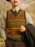 Men's Retro Ethnic Stylefairman Island Knit Jacquard Vest elevenforest