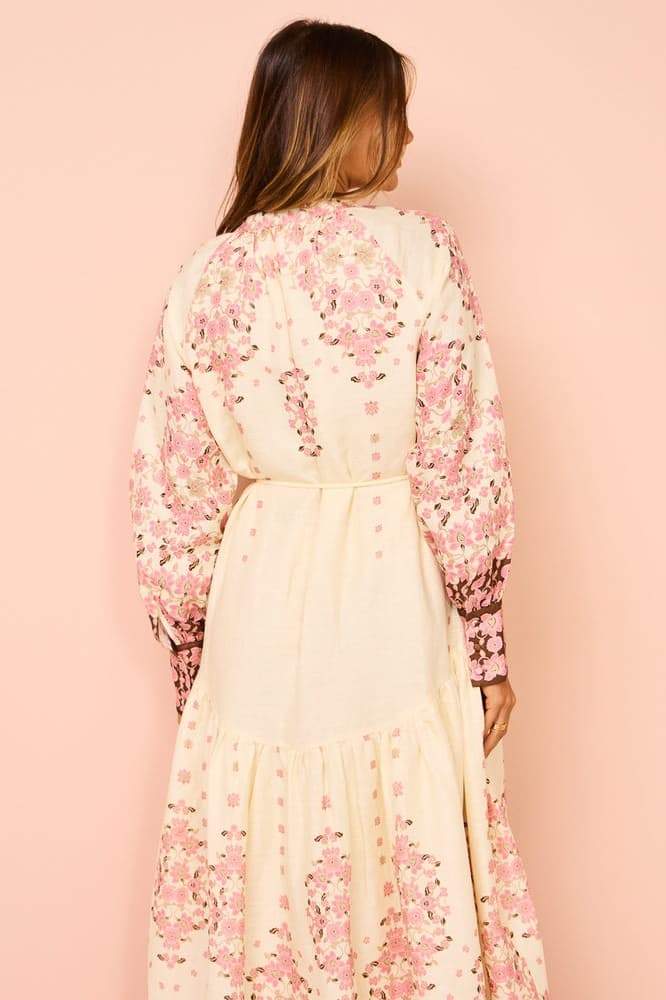 Delia Printed Long Sleeves Maxi Dress