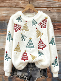 Lady Christmas Winter Warmth Round Neck Flannel Sweatshirt
