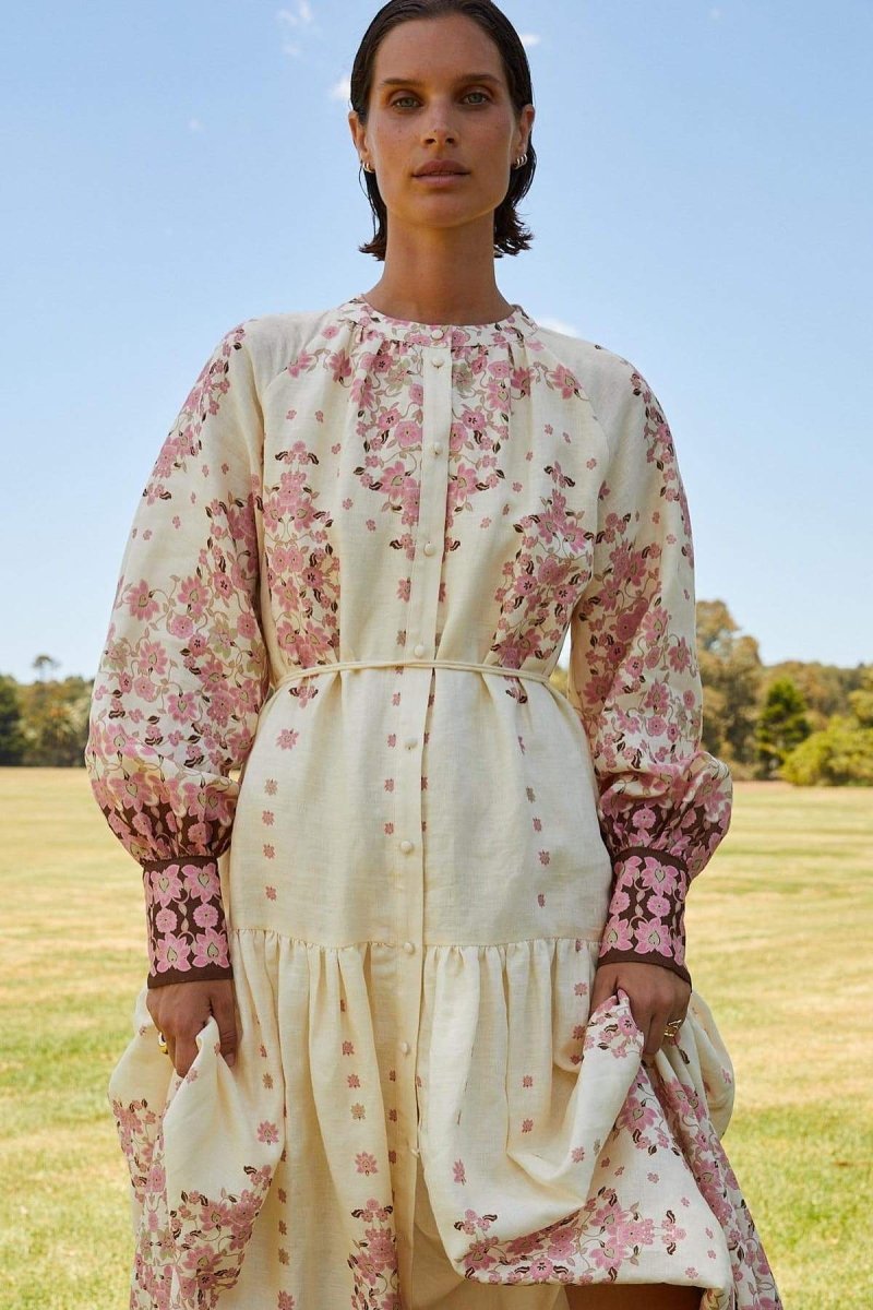 Delia Printed Long Sleeves Maxi Dress