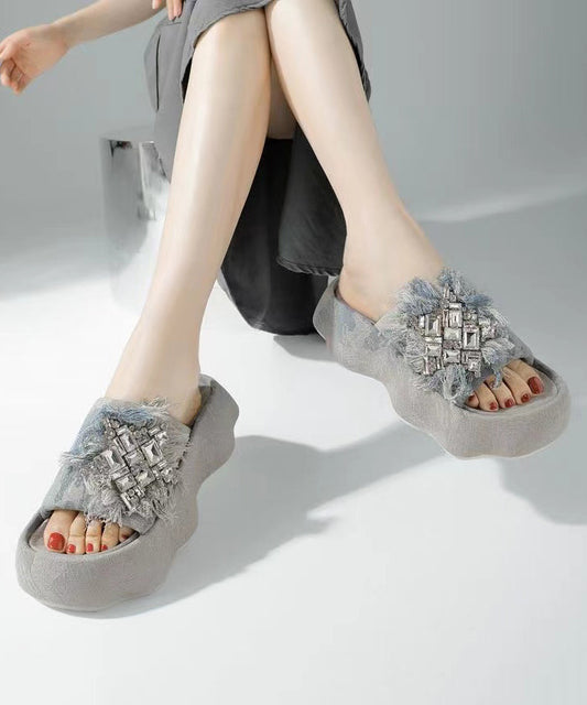 Boutique Tassel Zircon Platform Slide Sandals Ag1002